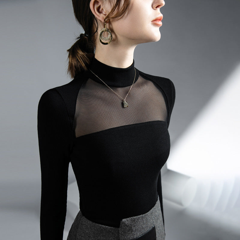 Tops Black Autumn And Winter New Inside Take Bottoming Shirt Female Long-sleeved