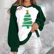 Festive Christmas Digital Print Raglan Sleeve Women's Sweater