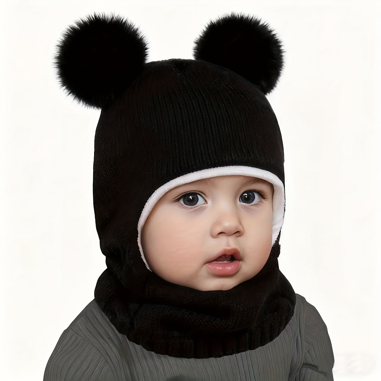 Winter Hat with Scarf and Ear Flaps for Toddlers