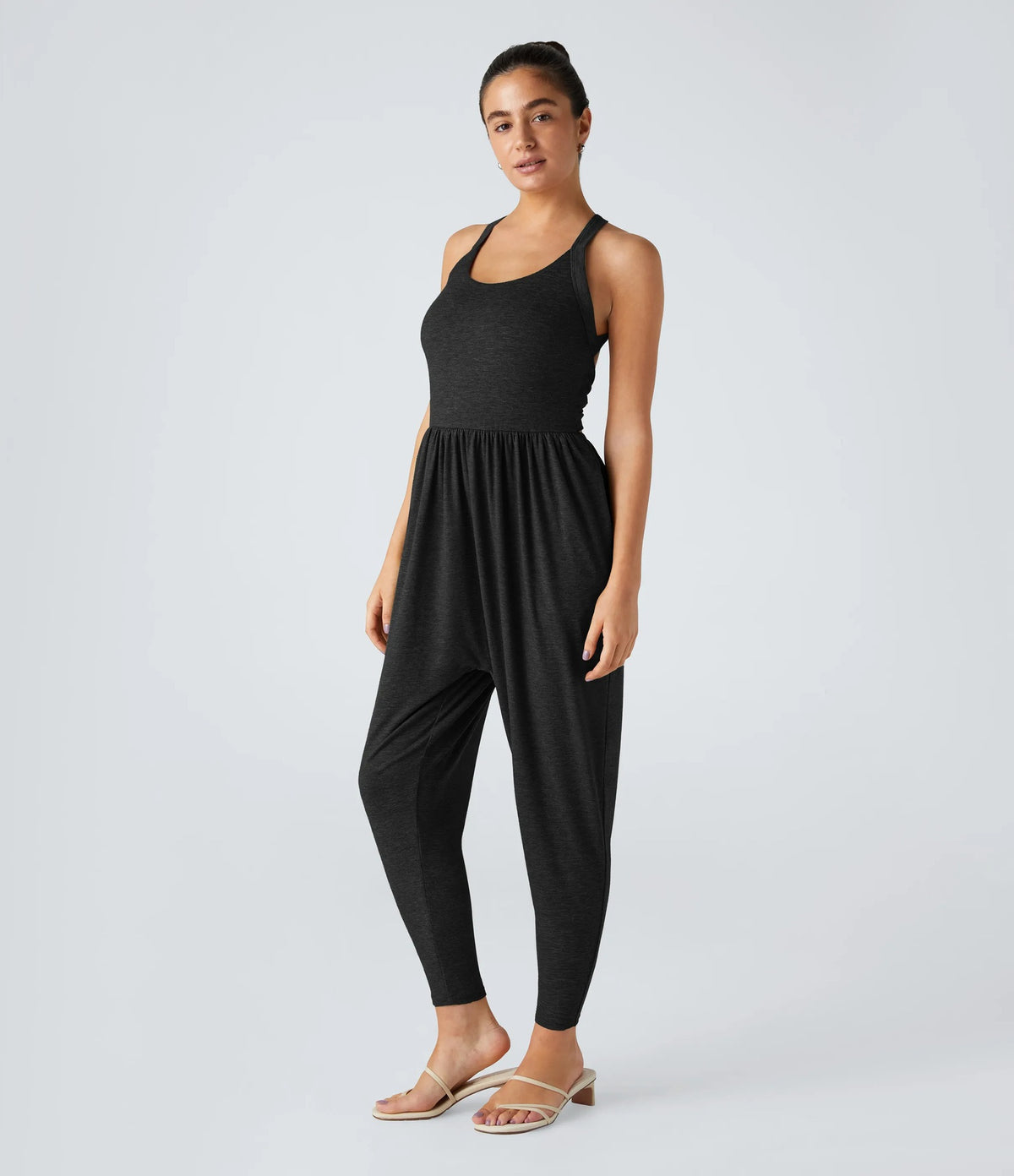 Sexy Lace-Up Sleeveless Hip-Lifting Jumpsuit