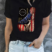 Independence Day Flag T-Shirt – Short Sleeve, Cotton, Festive Print