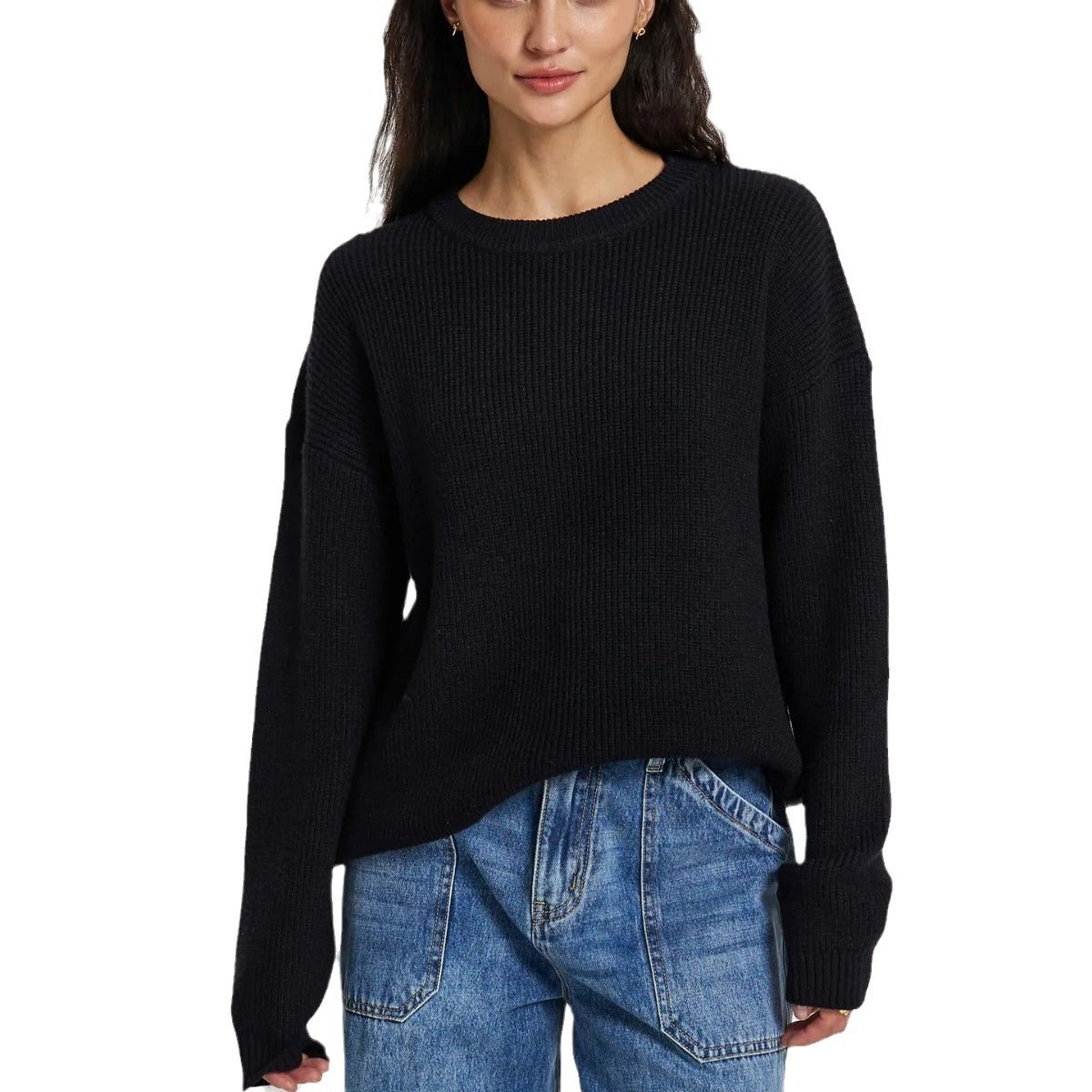 Round Neck Long Sleeve Pullover Loose and Lazy Style Sweater