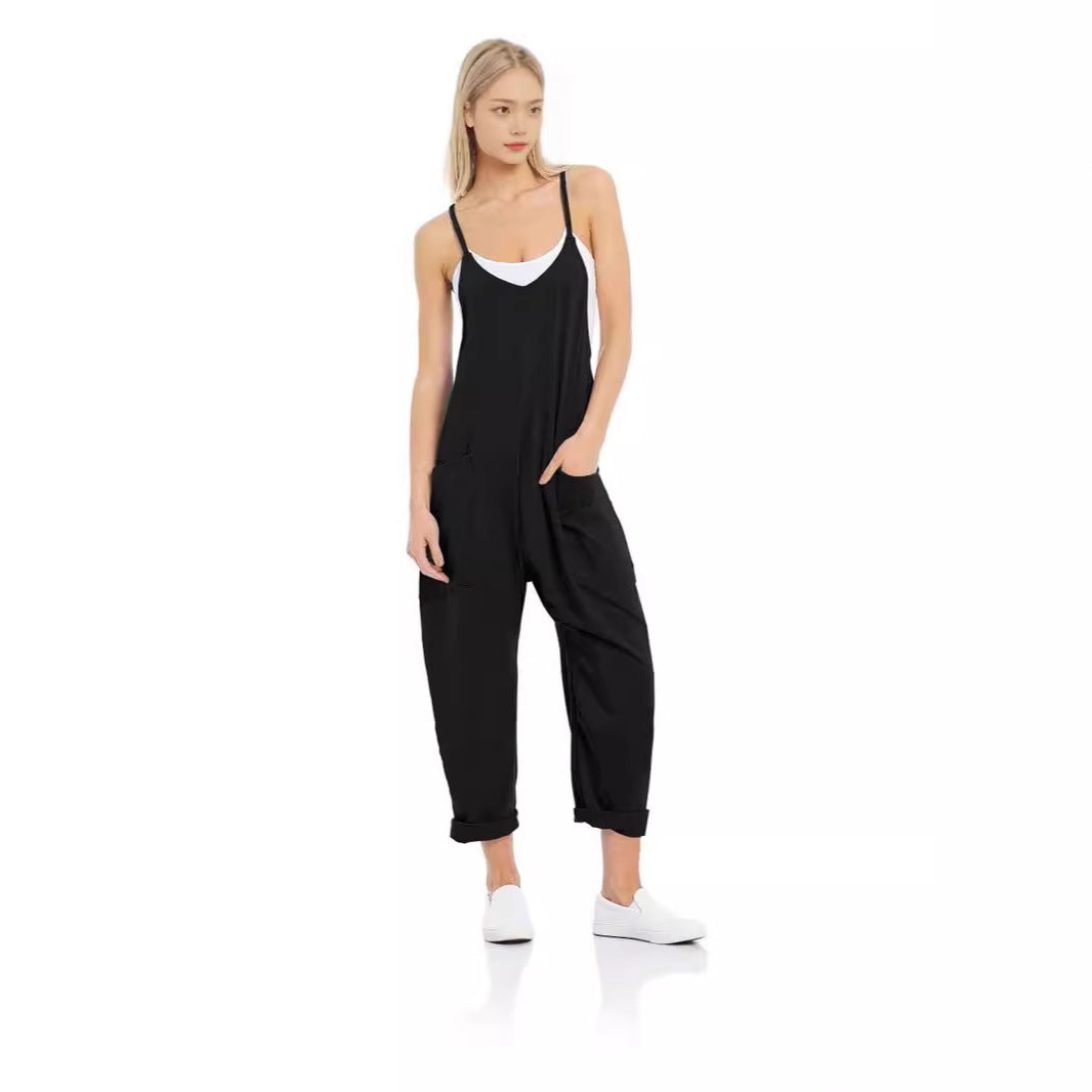 Plus-Size Casual Knitted Suspender Overalls
