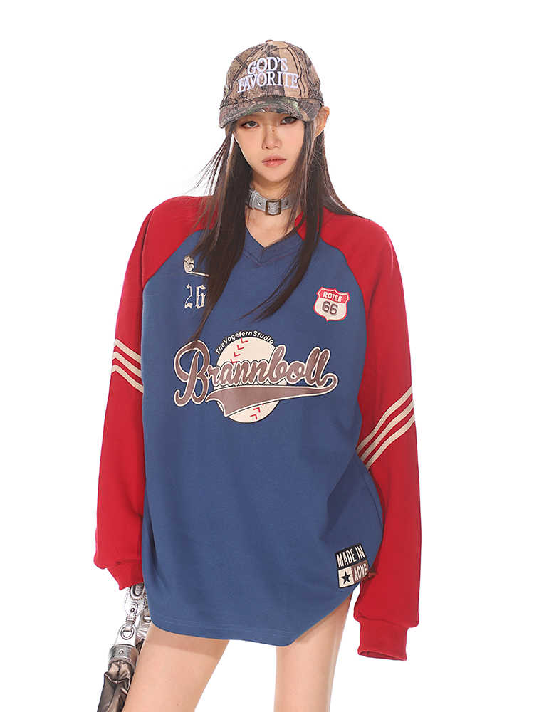 Vintage American Sports V-Neck College Sweatshirt