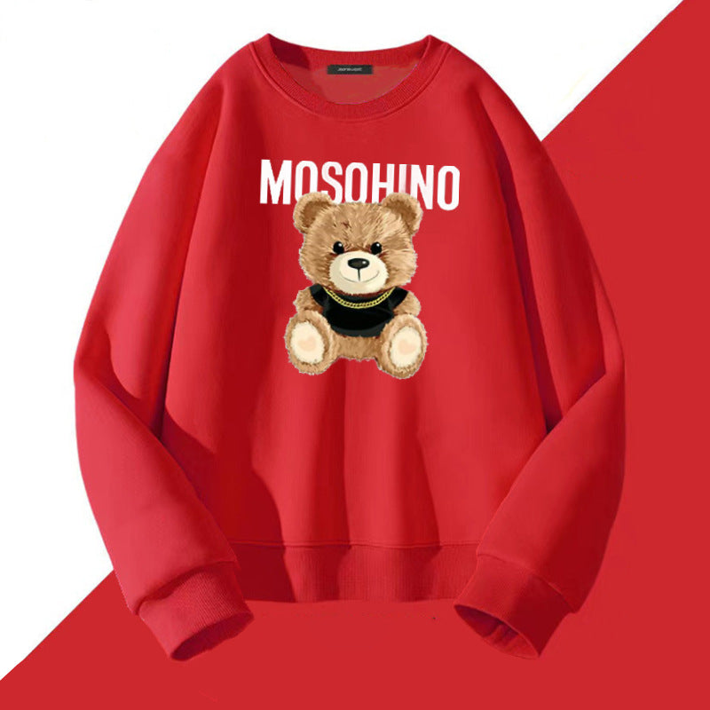 Cute Bear Print Couple Hoodie Matching Sweatshirt