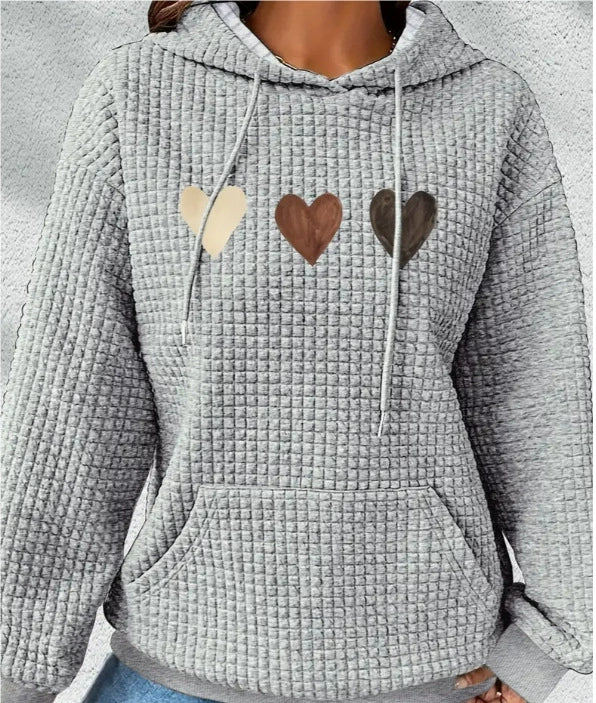 Women's Rugby Print Waffle Hooded Sweatshirt