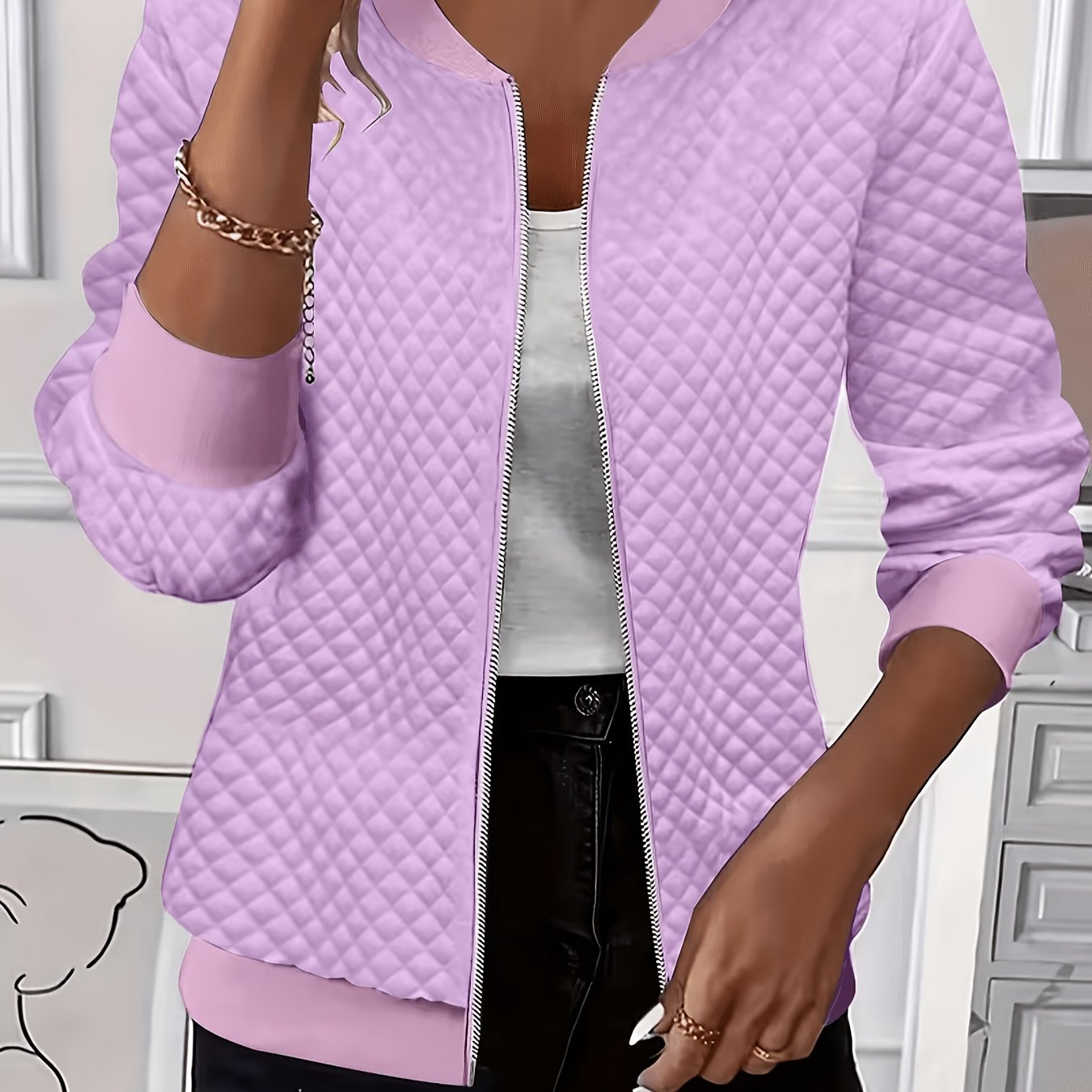 Plus Size Women's Long Sleeve Zipper Sweatshirt Jacket
