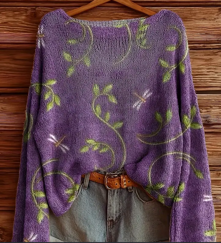 Cozy Floral Loose-Fit Women's Autumn & Winter Sweater