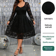 Womens Lace Long-sleeve Dress