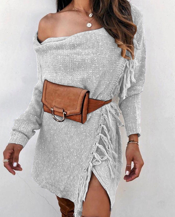 European and American Knitted Tassel Sweater Coat