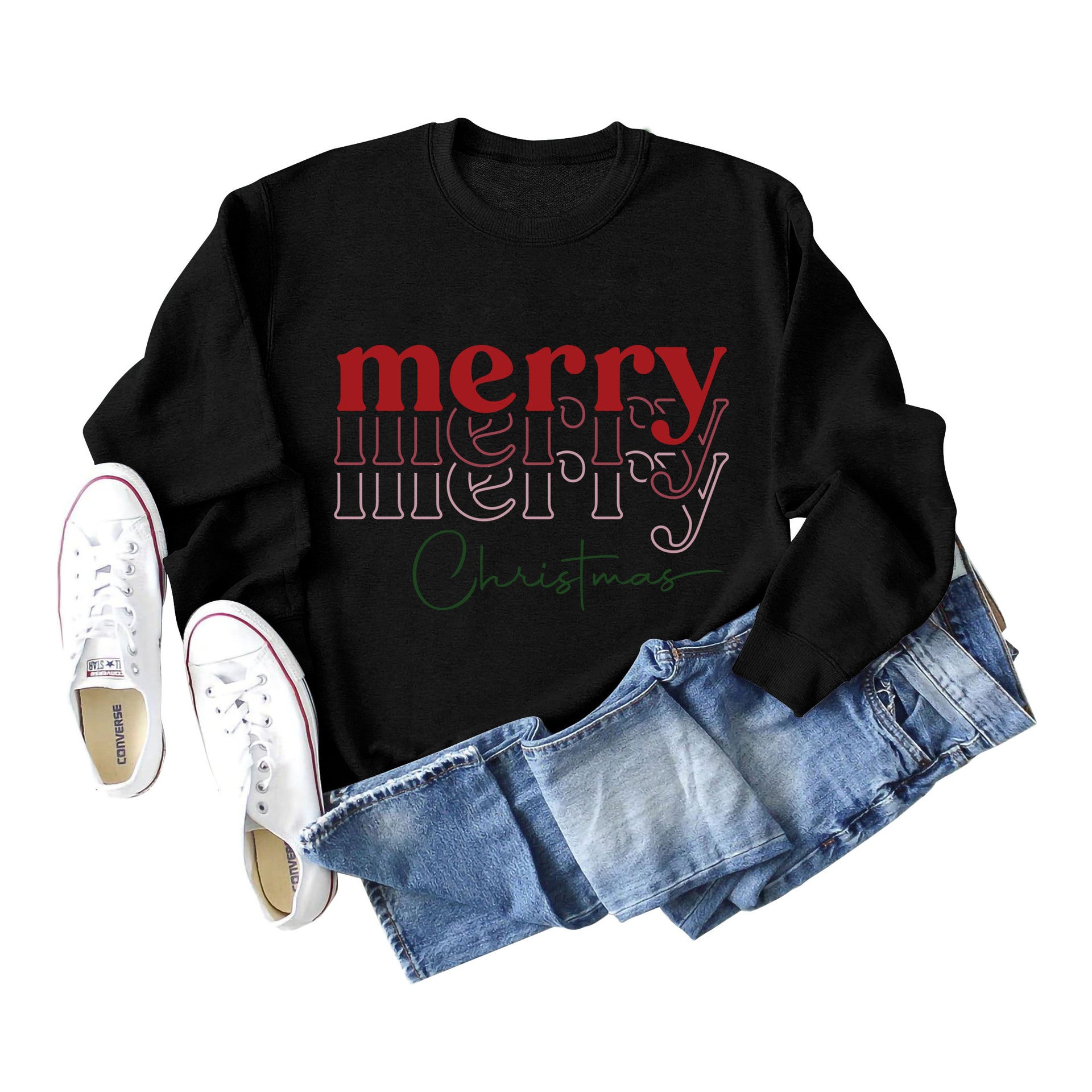 Women's Festive Letter Print Christmas Long Sleeve Sweater
