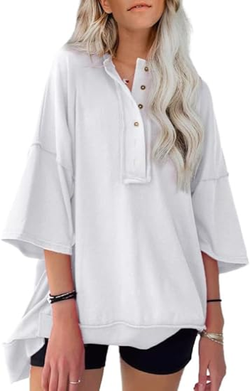 Women's Button-Up Mid-Sleeve Casual Hoodie
