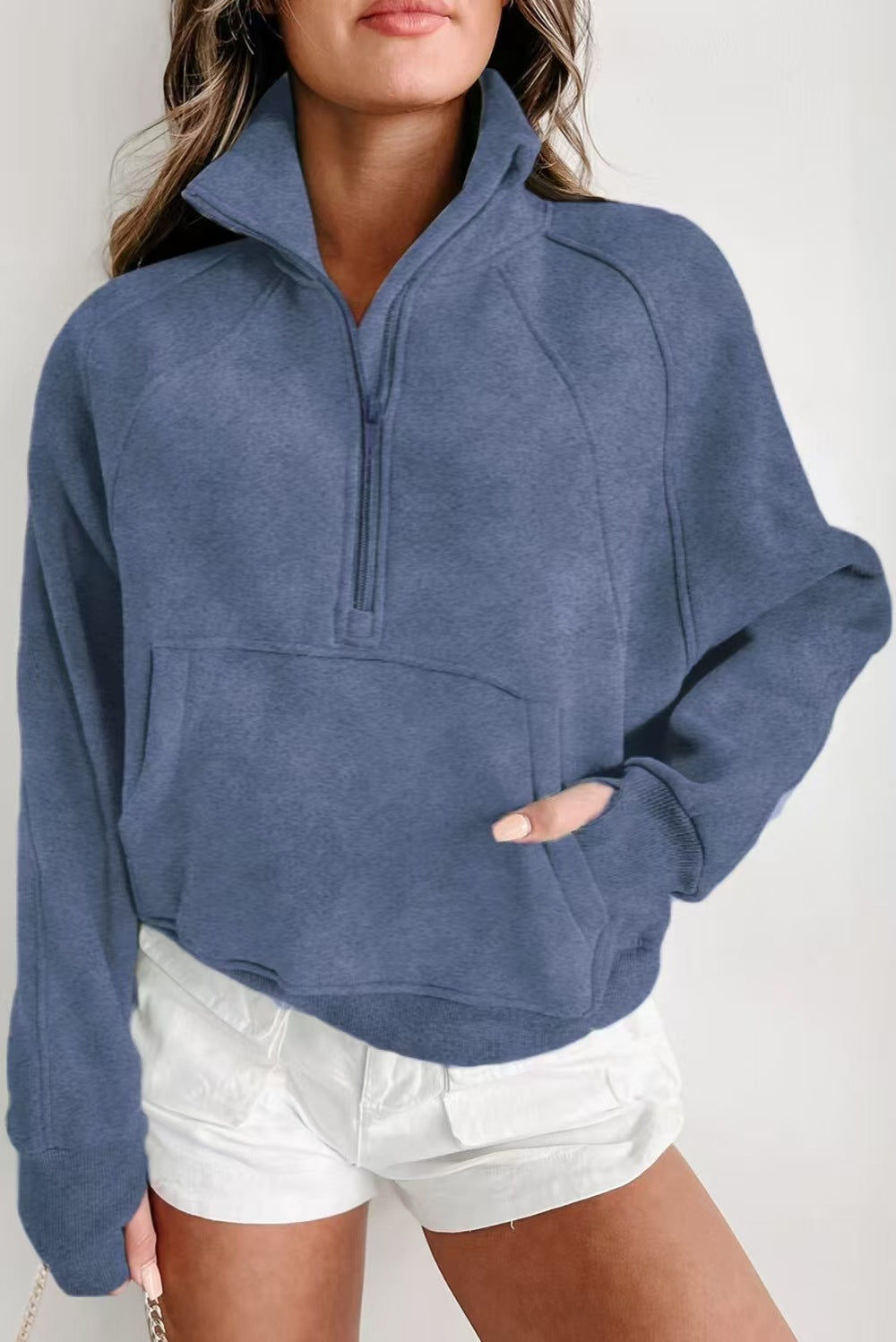 Casual Stand Collar Long Sleeve Loose Hoodie