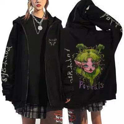Unisex Anime Zip-Up Hoodie Cartoon Cardigan Sweater