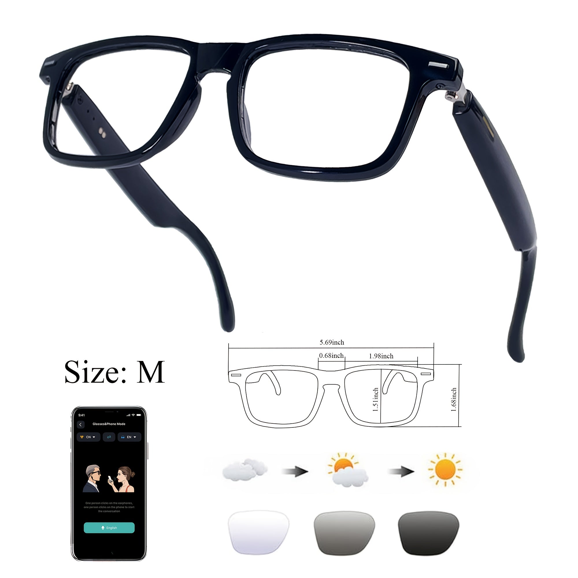 AI Smart Glasses, Smart Glasses with 160+ Languages Real Time Translation Support, Chat GPT System, OICIIDO New Multi-functional Audio Glasses for Men And Women, Built-in Microphone And Speaker...