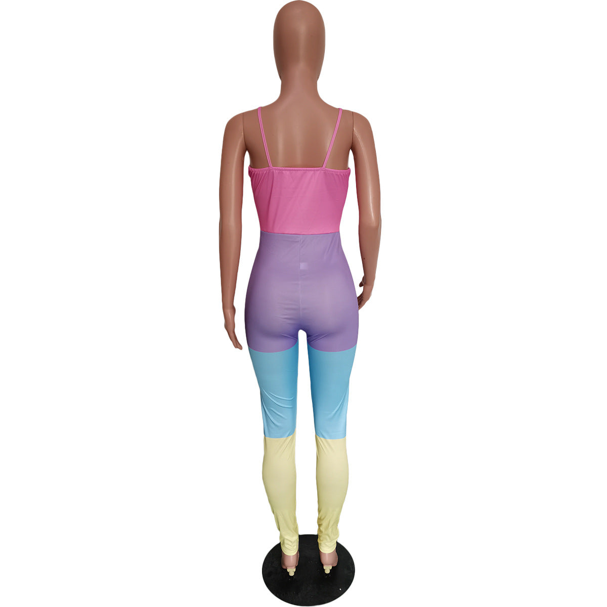 Multi-color Mosaic Vest Sexy Suspenders Jumpsuit