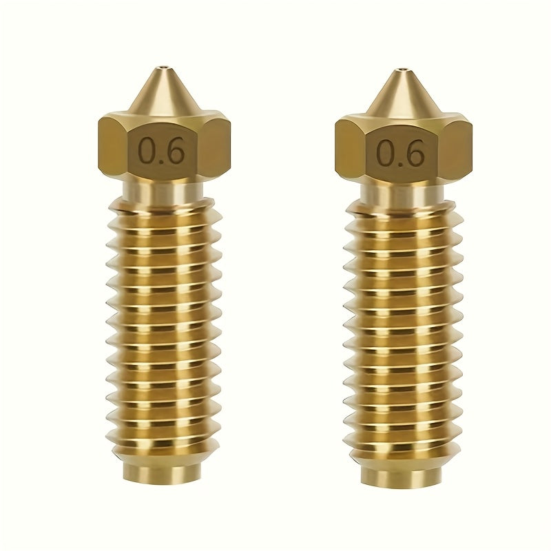 0.4mm, 0.6mm, and 0.8mm Yellow Brass Volcano Nozzles for 3D Printers (2-Pack)