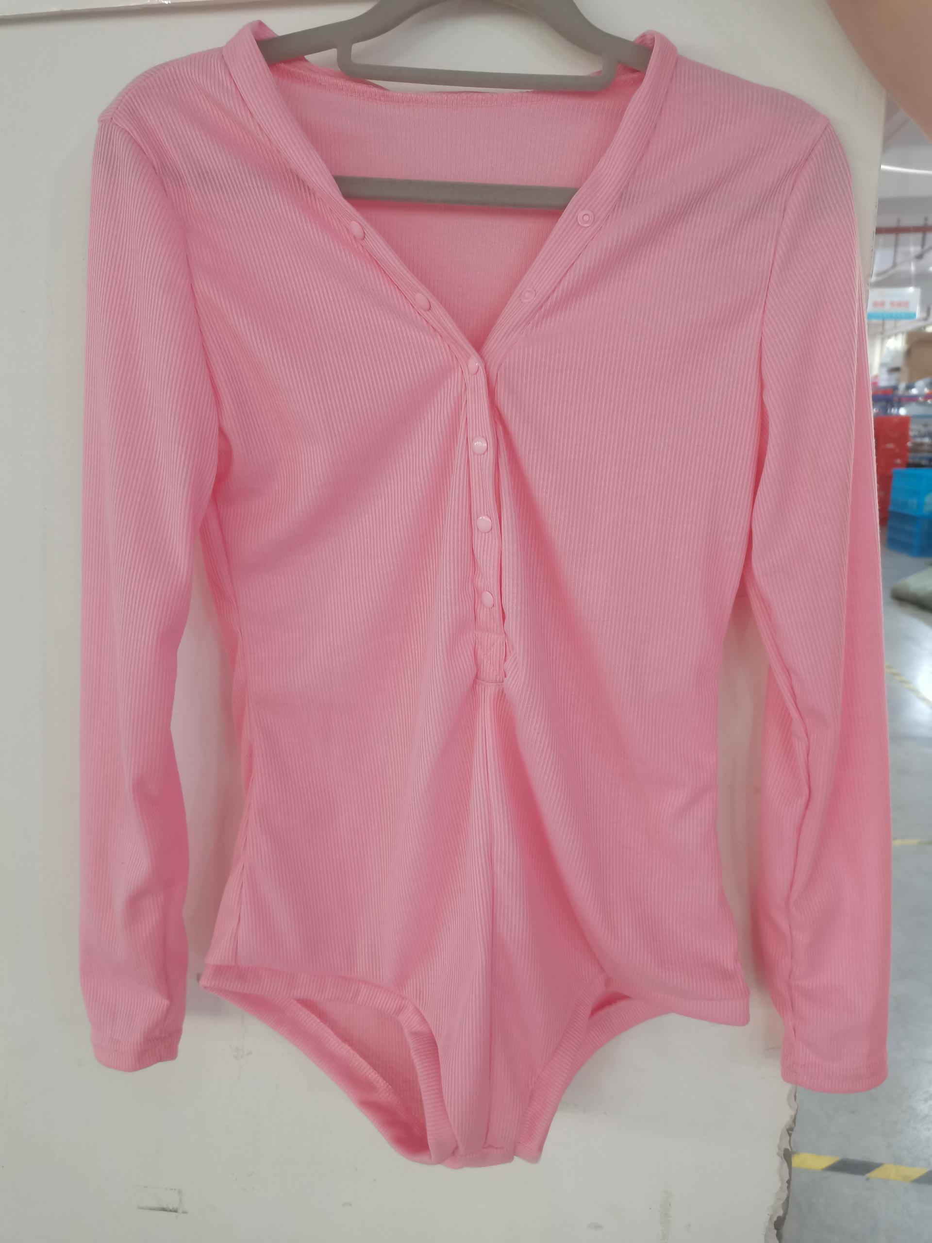 Deep V-Neck Ribbed Long Sleeve Jumpsuit