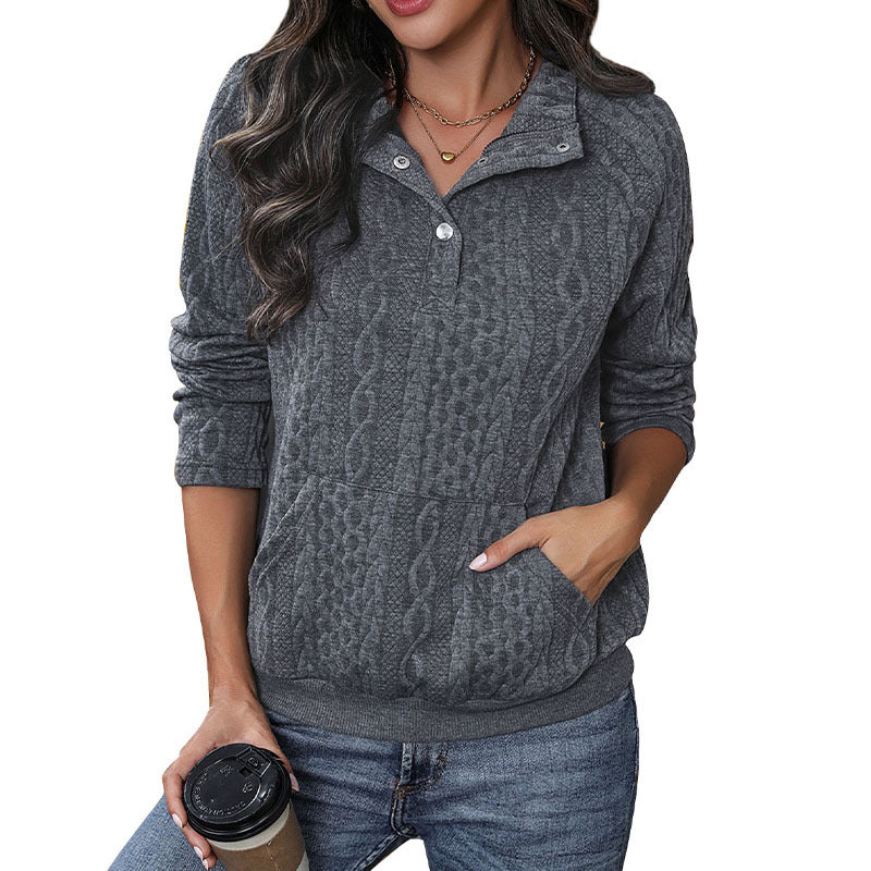 Women's Textured Long Sleeve Pullover Sweatshirt