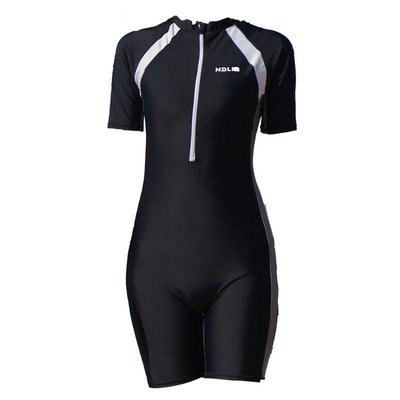 Pro Training Short-Sleeve Sun Protection One-Piece Swimsuit