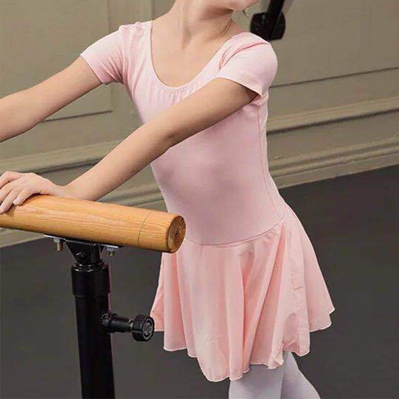 Chiffon Short-sleeved One-piece Dance Outfit with a Short Skirt