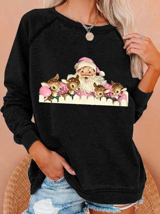 Women's 3D Print Long Sleeve Casual Pullover Sweater
