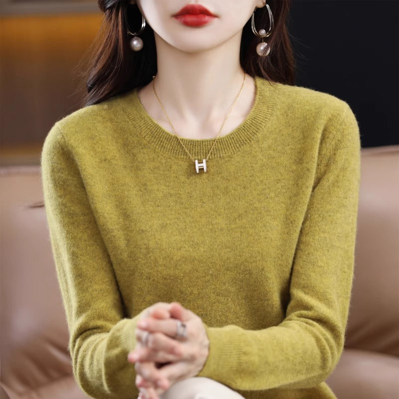 Round Neck Pure Wool Women's Sweater Loose Autumn and Winter