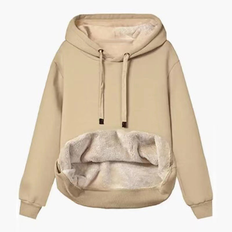 Plush Velvet Padded Hooded Winter Coat