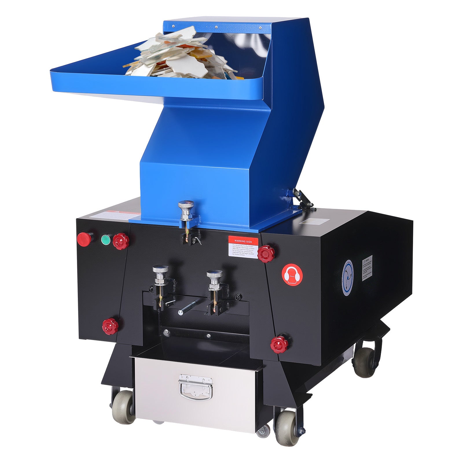 5.5 HP (4 kW) Plastic Shredder Crusher with Wheels, 150–200 kg/h Capacity, SDK‑11 Blade and 8 mm Mesh, 220 V 3‑Phase