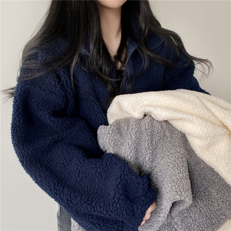 Women's Cozy Faux Lamb Fur Zip Cardigan & Thermal Coat