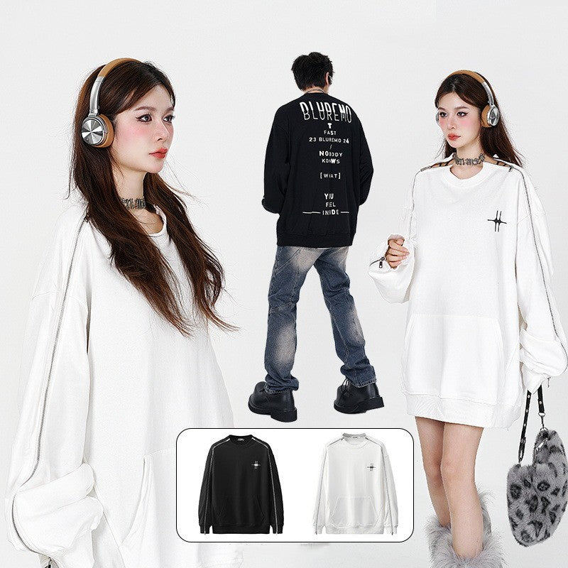 Letter Print Zipper Pullover Sweatshirt