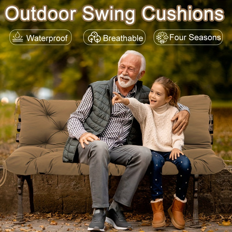 Outdoor Swing Cushions, 3 Seat Porch Swing Cushion Replacement With Backrest, Swing Cushions For Outdoor Furniture, For Patio, Backyard, Porch Garden Bench Cushion