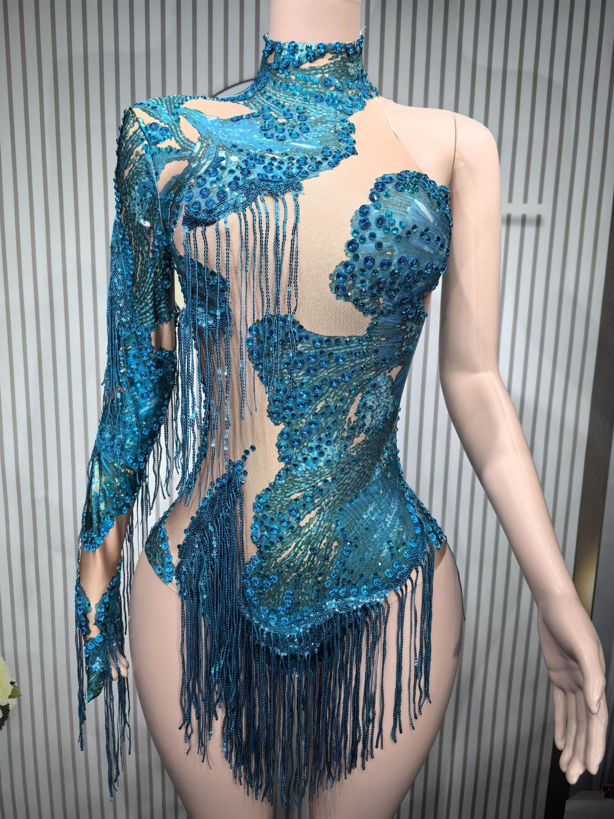 Chic Tassel Long-Sleeve High-Waist Jumpsuit