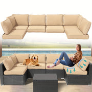 14pack Outdoor Furniture Replacement Cushions, Sectional Rattan Conversation Set Water-Resistant Replacement Sofa Cushions, Liner&Cover