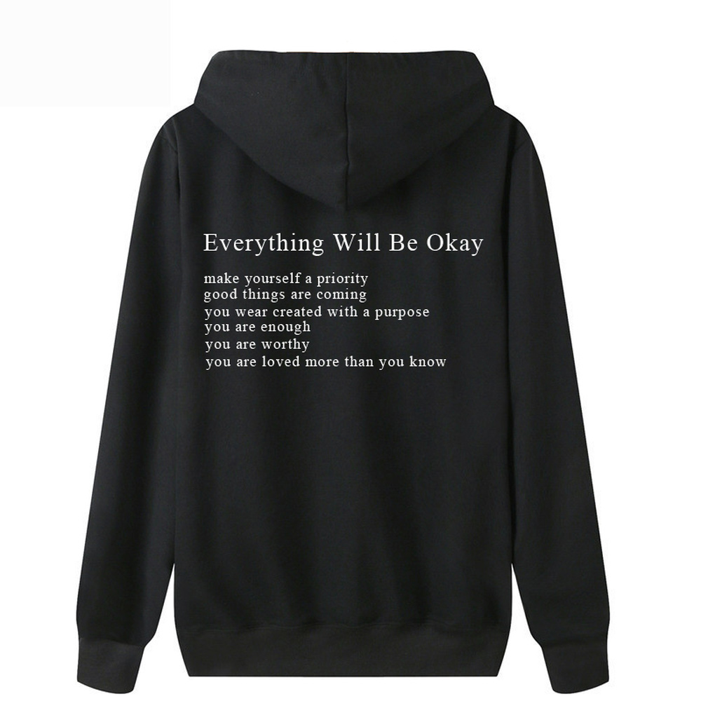 Korean Style Loose Casual 'Everything Will Be Okay' Sweatshirt