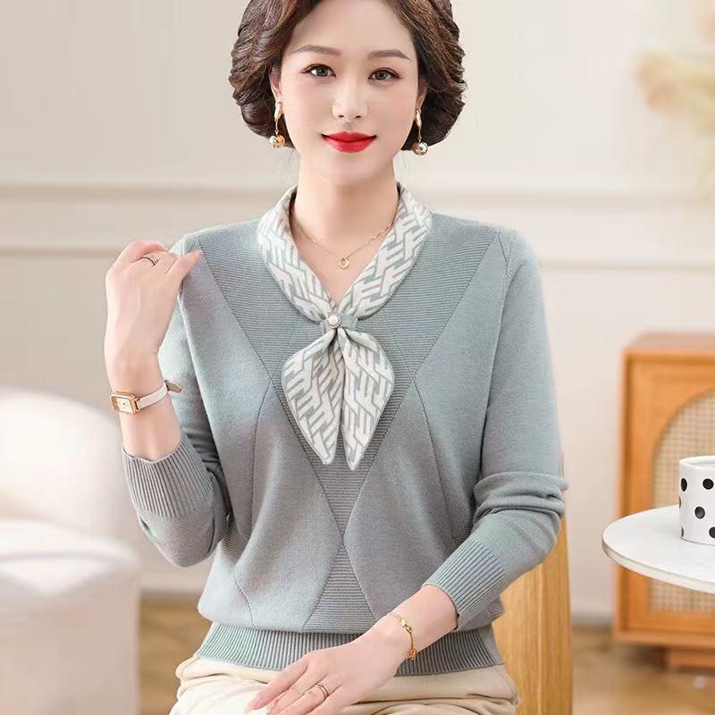 Mid-age Thickened Pullover Knit Sweater