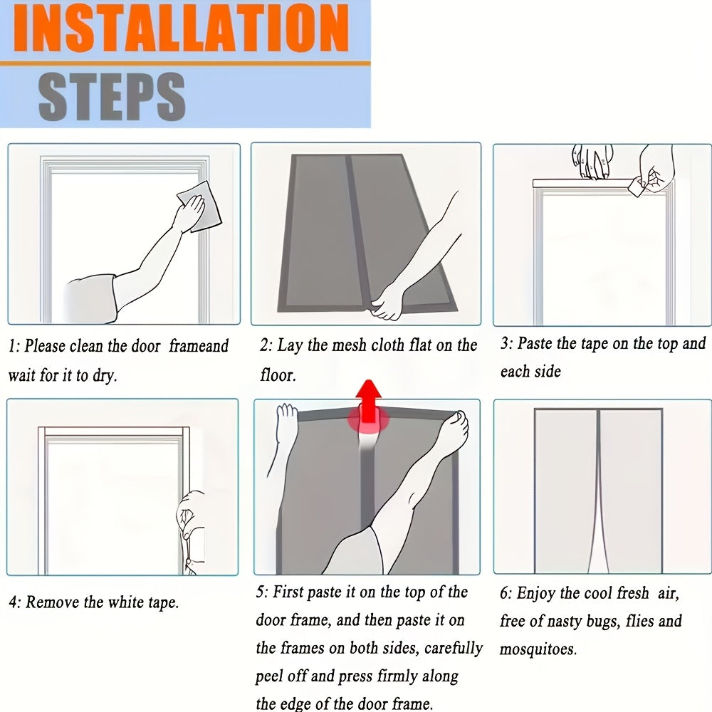 1pc Magnetic Screen Door, Mosquito and Fly Proof Door Curtain, Easy to Install, Top Lace Design & Storage, Pet Friendly, Suitable for Living Room, Bedroom, Balcony, Front Door, Garage, Partition, Priv