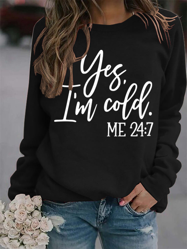 Cozy Letter Print Round Neck Casual Sweatshirt