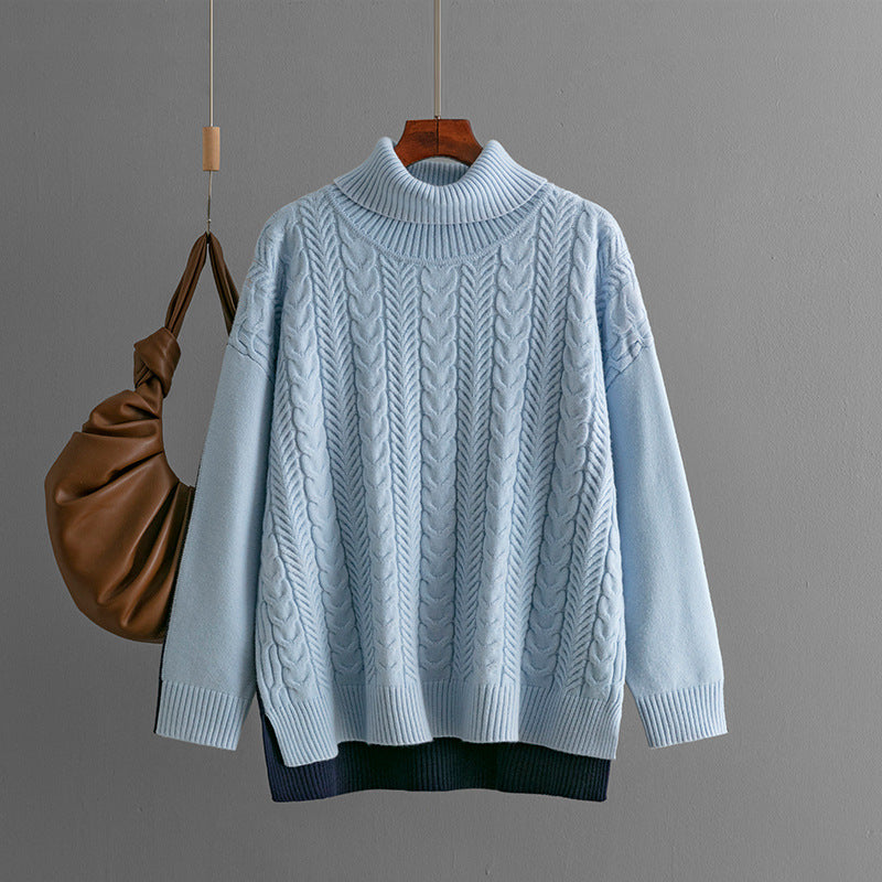Two-tone Patchwork Jacquard Loose Western-style Slimming Top for Women