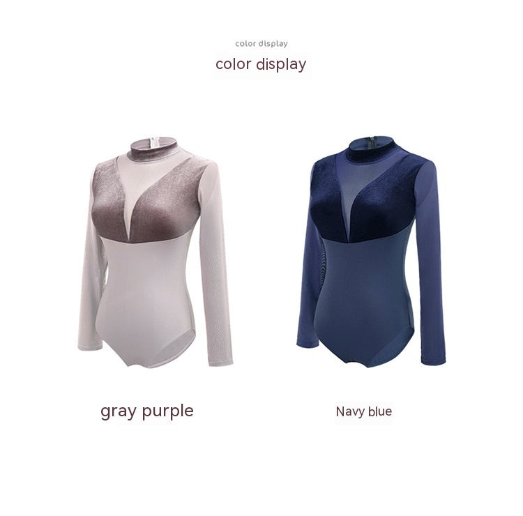 Women's Velvet Collar Long-Sleeve Sports & Dance Jumpsuit