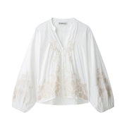 Ethnic Floral Embroidered Long Sleeve Shirt