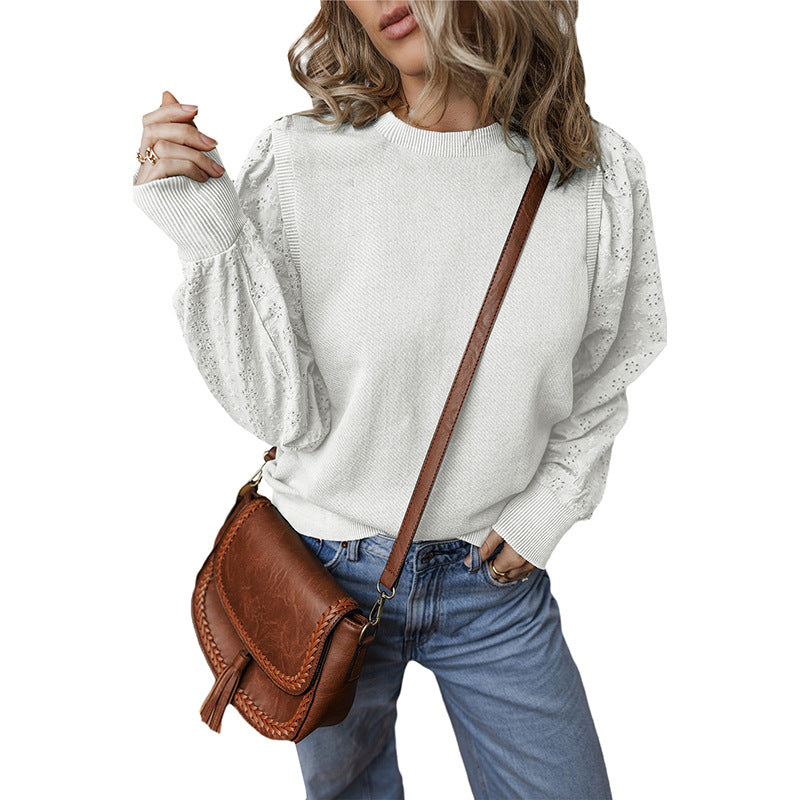 Textured Patchwork Long Sleeve Pullover