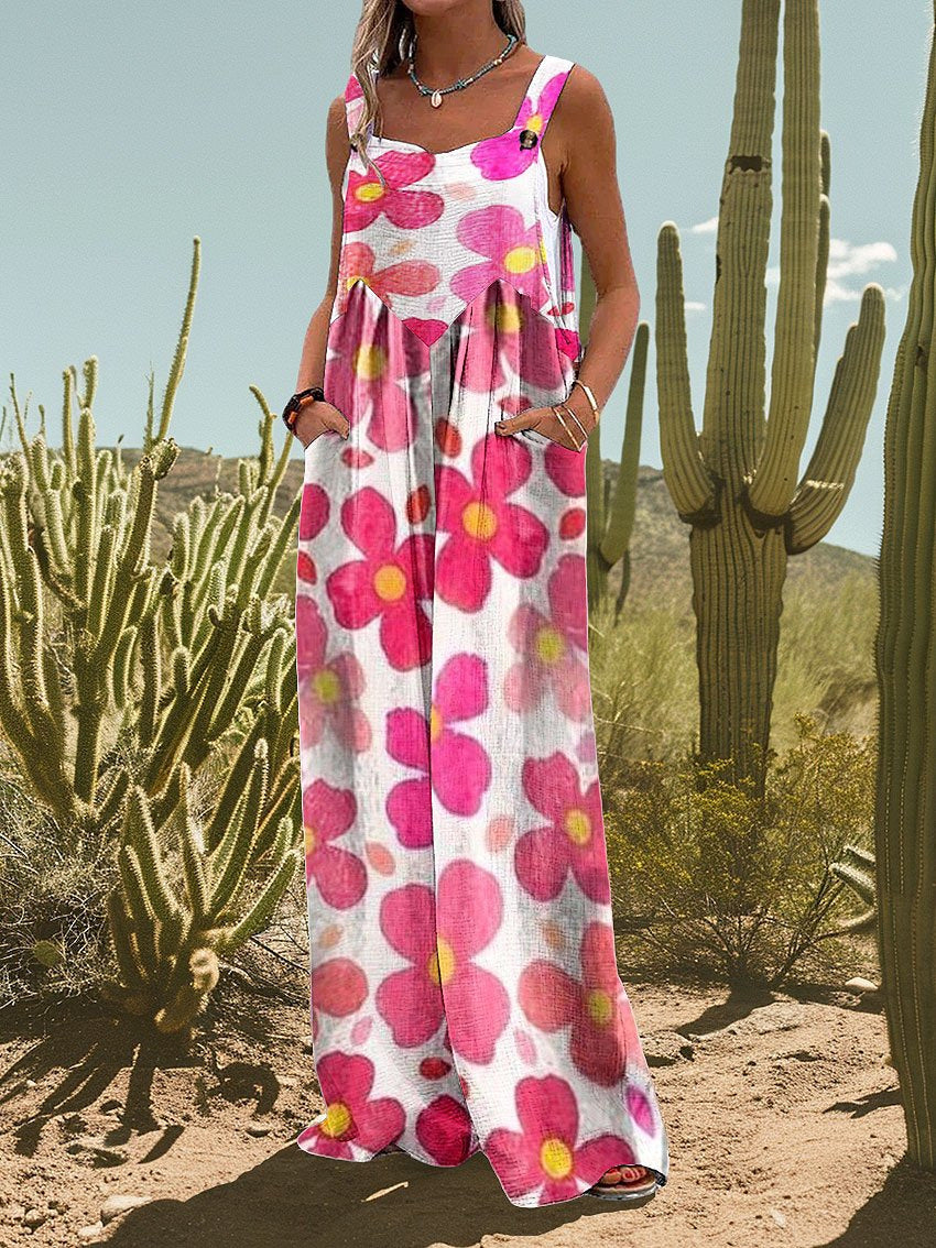 Chic Abstract Print Sleeveless Jumpsuit
