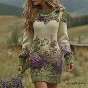 Women's Long-sleeved T-shirt Dress with Print