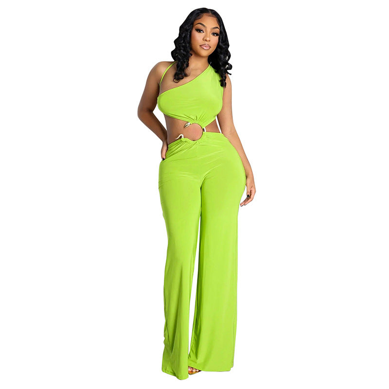 Sleek Hollow-Out One-Piece Straight Leg Long Romper