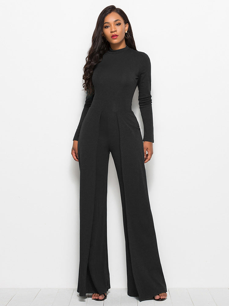 Elegant Long Sleeve Wide Leg Jumpsuit