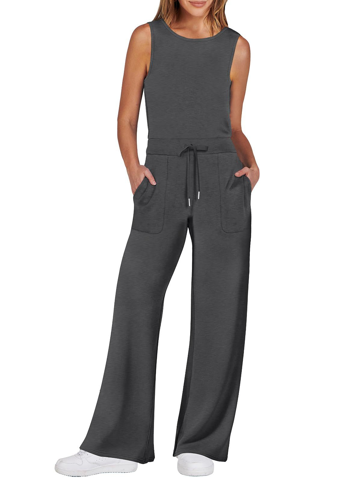 Slimming Sleeveless Casual Jumpsuit with Pockets