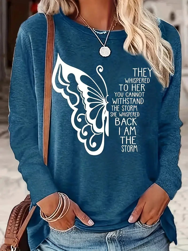 Women's 3D Printed Long Sleeve Crew Neck Sweatshirt