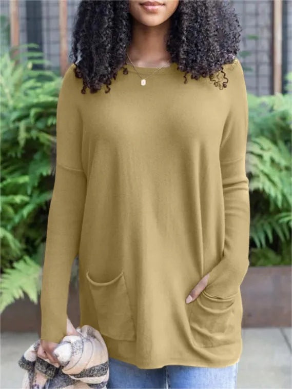 Women's Casual Long Sleeve Pocket Top