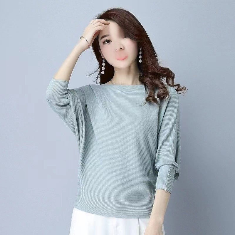 Halter-neck Batwing-sleeve Loose-fit Knit Sweater